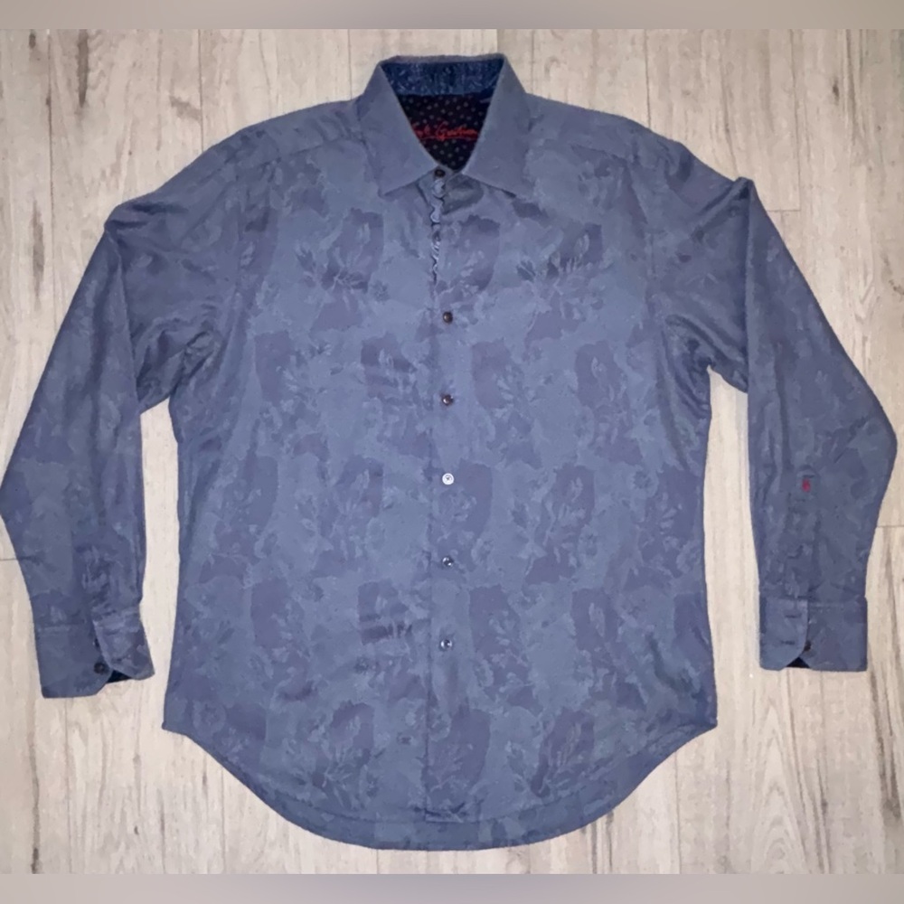 Robert Graham Blue printed Dress Shirt 100% Cotton Size Medium